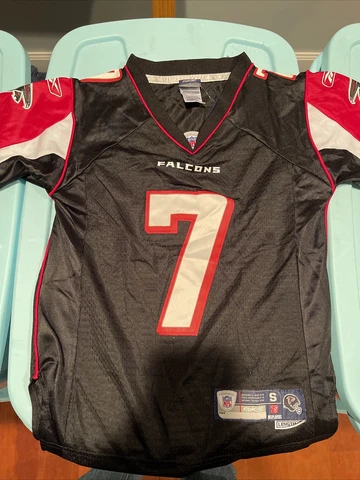 Authentic Reebok Atlanta Falcons Mike Vick Youth Small Sz 8 Jersey Black Sewn On Cover