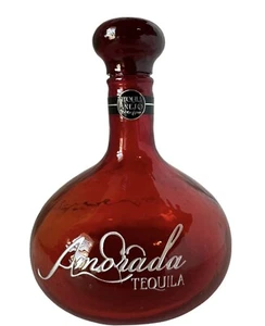 Botella de Licor Vidrio Rojo Rubí Amorada Tequila Añejo - Decantador con Tapón - VACÍO - Imagen 1 de 11