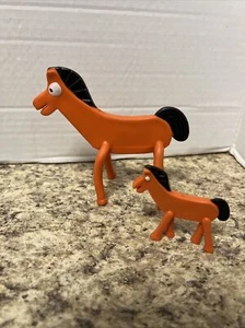 Vintage 1990 Gumby's Pal Pokey Bendy Figure Jesco Super-Flex Loose 2 Small & Big - Picture 1 of 12