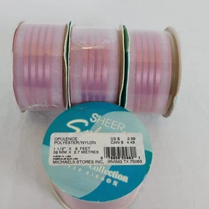 Dusty Rose Pink Lot of 4 Opulence Polyester Nylon Sheer Ribbon 1.5"x9' Each NOS - Picture 1 of 5