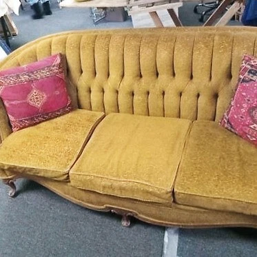 Antique Edwardian Plush Tufted Sofa Cover