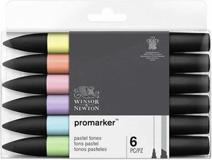Winsor & Newton Promarker 6 Pen Pro Marker Set - Pastel Tones - Picture 1 of 2