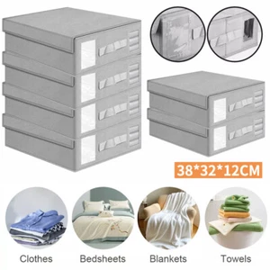 Foldable Bed Sheet Organiser Storage Box With Handle 2/4 Pack Cover Organizer - Picture 1 of 20