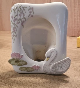 VINTAGE TAKAHASHI PORCELAIN 5x4 SWAN LILLY PADS PHOTO FRAME JAPAN  - Picture 1 of 7