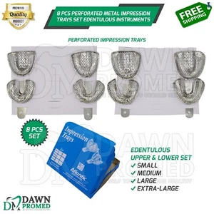 8 Pcs Perforated S, M, L, XL Metal Impression Trays Edentulous Dental German Gr - Picture 1 of 7