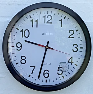 Acctim Controller Silent Sweep Wall Clock 36cm Black 93/704B - IMPERFECTIONS - Picture 1 of 11