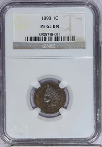 1898 Indian Cent 1c NGC PF63 PR63 BN - Picture 1 of 2