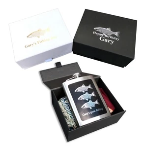 Caja de regalo de pesca personalizada calcetines frasco de cadera personalizado pescador regalo de navidad - Imagen 1 de 5