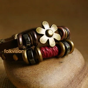 12 PIEZAS PULSERA DE CUERO CÁÑAMO PARA SURFISTA TRIBAL AL POR MAYOR 2 ENVOLTURAS LB084 - Imagen 1 de 2