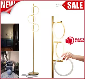 Modern Tree Floor Lamp Tall Standing Metal Pole 3 LED Lights Reading Living Room - Picture 1 of 7