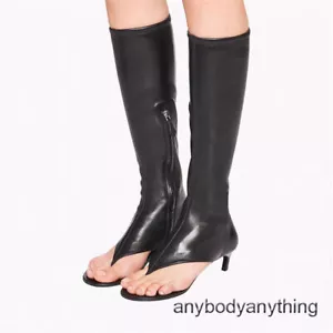 Sandali donna stile americano runway stivali al ginocchio elasticizzati tacco medio stiletto - Foto 1 di 32