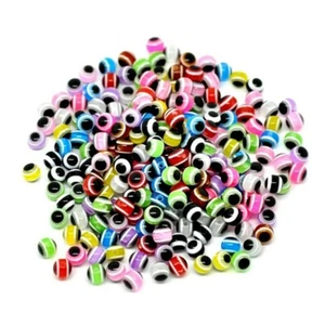 500 Evil Eye ICU Assorted Color Black Eyes 6mm Round Kids Resin Bulk Craft Beads - Picture 1 of 5