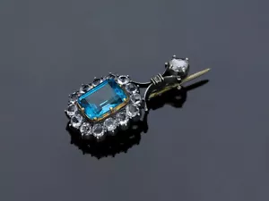 Spilla prezzo ottimo 3,10 ct. Diamante topazio zaffiri argento 925 oro 585 dettaglio - Foto 1 di 8