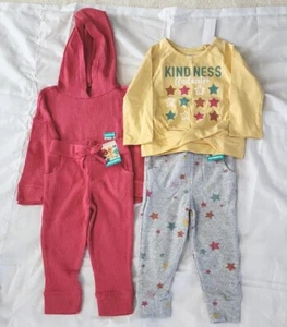 Garanimals Toddler Girl 18 Months 4 Piece NWT Pants 2 Outfits Stars Hoodie Baby - Picture 1 of 6