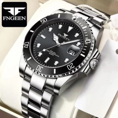 Gents Mens Stainless Steel Wrist Watch Business Casual Date Quartz Watch GIFT - Image 1 of 2