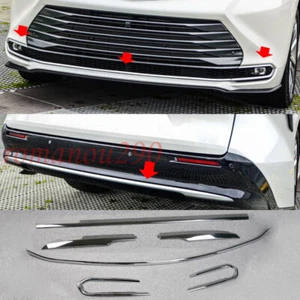For Toyota Sienna 2021-22 ABS Chrome Front & Rear Bumper Moulding Cover Trim 6PC - Picture 1 of 12