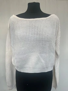 Missguided Ivory Acrylic Knit Crop Jumper Size S Womens - Picture 1 of 7