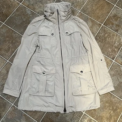 Chaqueta Parka Burberry Brit Anorak Abrigo con Capucha Cordón Cintura Talla Mediana Foto 1 de 4