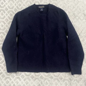 Vintage Brooks Brother 100% Shetland Wool Navy Blue Sweater, Made In Scotland - Picture 1 of 8