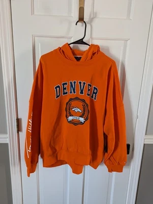 Tommy Hilfiger Women's NFL Denver Broncos Becca Drop Shoulder Pullover Hoodie LG - Image 1 of 4