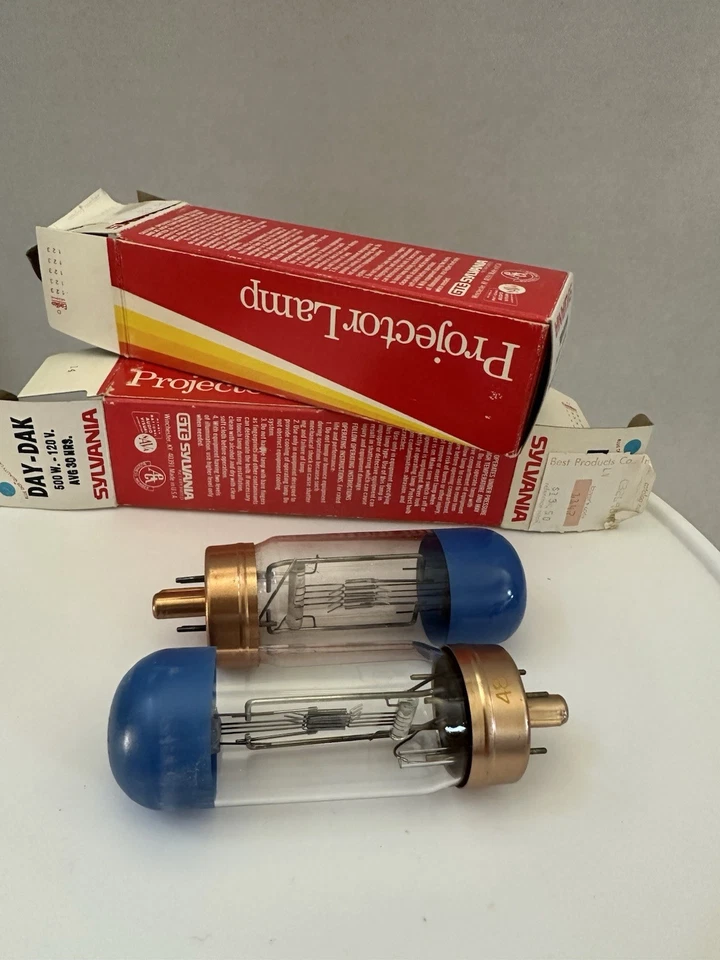 Sylvania Bulb Lamp CZA CZB 500W 120V Projector Bulbs Blue Top Vintage New 2 Set - Image 1 of 4