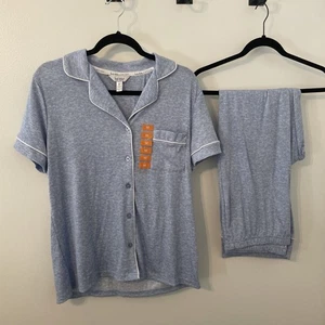Nicole Miller Short Sleeve Ribbed Pajama 2 Pc Set Women’s Medium Light Blue NWT - Picture 1 of 14