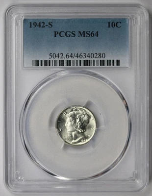 1942-S Mercury Dime Silver 10C MS 64 PCGS - Image 1 of 4