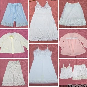 Vintage Slip Lot Camisole Pajama Top Bed Jacket Pettipants 1960s~1970s FLAWS - Picture 1 of 23