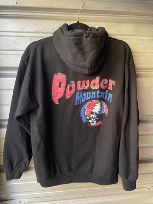 Powder Mountain Utah Esquí Snowboard Grateful Dead Calavera Logo Negro Sudadera con Capucha Para Hombre M Foto 1 de 4