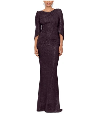 Betsy & Adam Womens Galaxy Draped Metallic Gown Dress, purple, 16 - Image 1 of 4