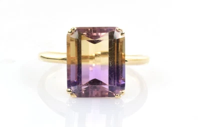 Large Ametrine Ring in 14k Yellow Gold 5 Carats Size 8 - Image 1 of 4