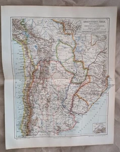 1905 map of Argentina, Chile, Bolivia, Urugrvay Paragvay   antique print  - Picture 1 of 1
