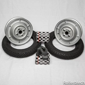 Vespa 2x Michelin Reifen Set 4 loch Felgen grau 1.80-9 Zoll V50 90 S N R 1 Serie - Bild 1 von 1