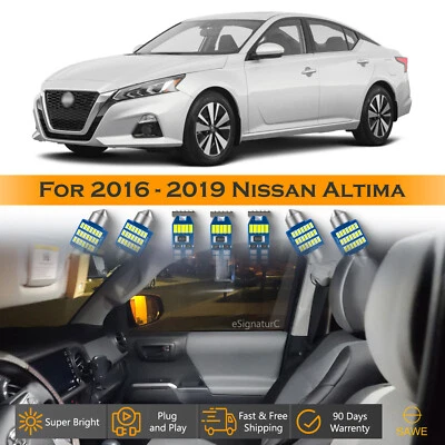 Kit de equipamiento interior de 10 luces LED ultra blancas para Nissan Altima 2016-2019 Foto 1 de 4