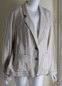 NWT J.Jill Sz 18 1x Fabulous Stone Herringbone Finely Woven Linen Cotton Jacket - Picture 1 of 8