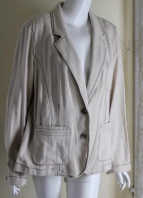 NWT J.Jill Sz 18 1x Fabulous Stone Herringbone Finely Woven Linen Cotton Jacket - Image 1 of 4