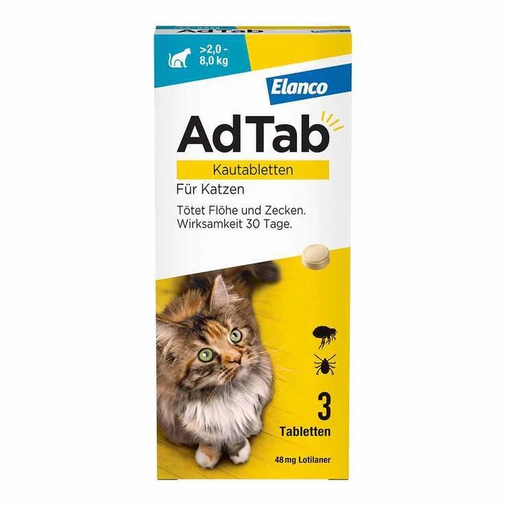 AdTab™ Kautabletten für Katzen 48 mg über 2 bis 8 kg · 3 St · PZN 18752723 - Bild 1 von 1