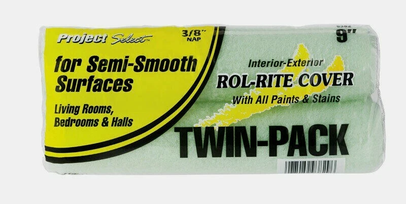 Linzer ROL-RITE Fabric 9" x 3/8" Regular PAINT ROLLER COVER 2pk Semi-Smooth 9382 - Image 1 of 1