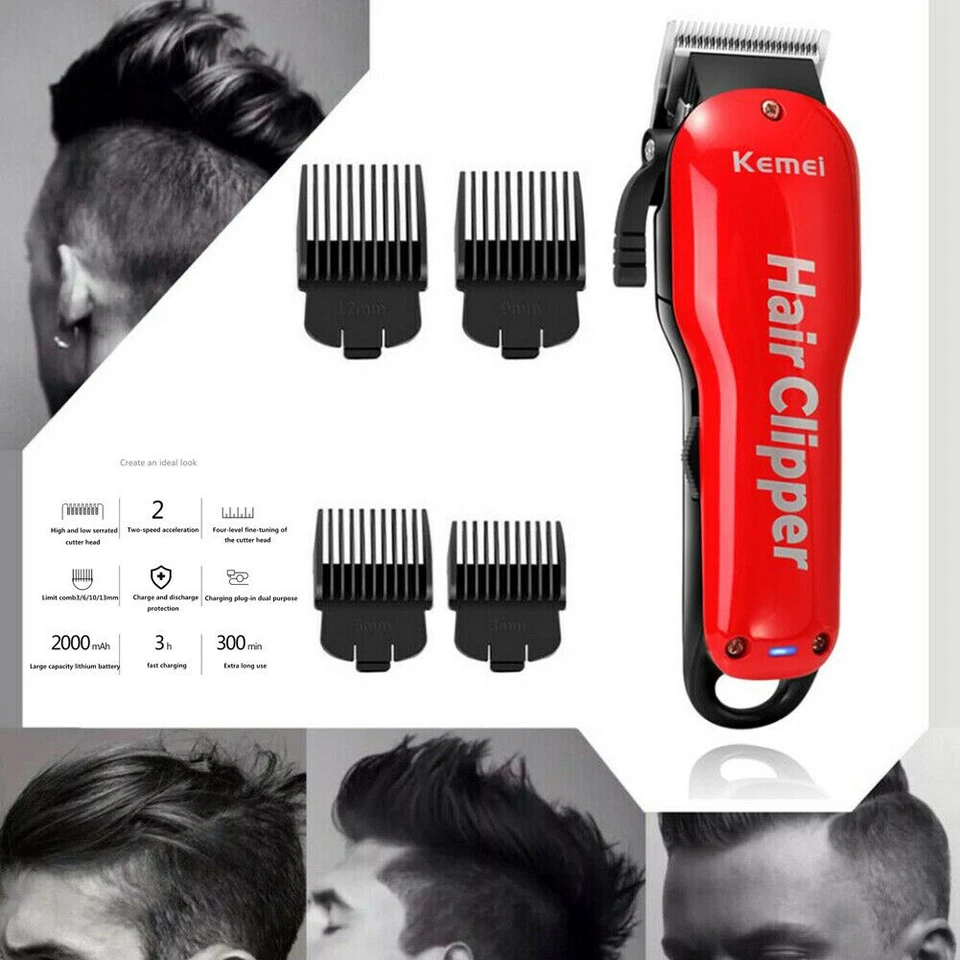 Cortapelos recargable Kemei recortadora inalámbrica herramienta de corte de pelo eléctrica regalo para hombre Foto 1 de 4