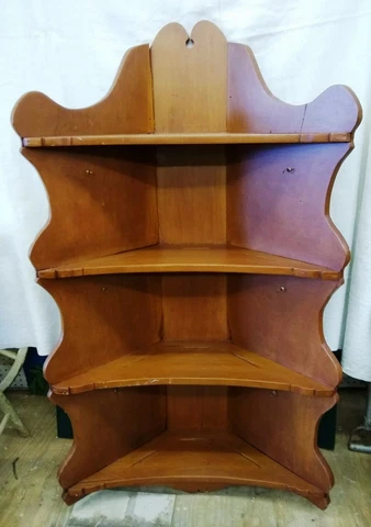 Corner Hanging Shelf - Vintage Wood w 4 Shelves [2 AVAILABLE] - PICK UP ONLY Cover
