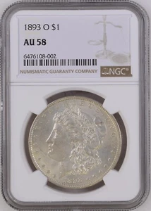 1893-O Morgan Silver Dollar  ---  NGC AU58  --  A Beautiful Coin - Picture 1 of 3