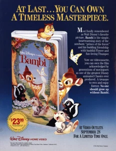 1988 Bambi Promo: Walt Disney Home Video Vintage Print Ad - Bild 1 von 1