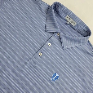 Peter Millar Men Summer Comfort Noble Performance Golf Polo Shirt XL Blue Stripe - Picture 1 of 17