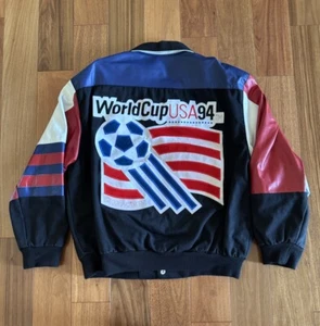 Vintage 1994 Jeff Hamilton World Cup Team USA Leather Soccer Jacket Made Men’s L - Picture 1 of 10