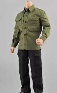 1/6 Soldier Army-green Combat Shirt Black Belt Pants for 12" Male Figure Body - Picture 1 of 6