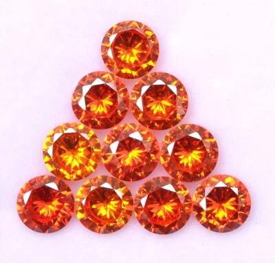 6 mm Orange Cubic Zircon Round Cut Lot 10 Pcs Calibrated Lustrous Loose Gemstone - Image 1 of 4