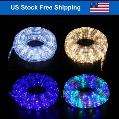 TQS 20-50FT LED Rope Strip Lights 4-Lighting Mode Christmas Hanukkah Decor w/ Remote