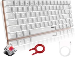 Mechanical Keyboard AK33 LED Backlit USB 82-key Compact Red switch White - Picture 1 of 5