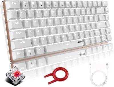 Mechanical Keyboard AK33 LED Backlit USB 82-key Compact Red switch White - Image 1 of 4