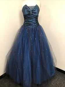 Signature Collection Ball Gown Prom Dress Petrol Blue Taffeta/Tulle, Boned, UK10 - Picture 1 of 18